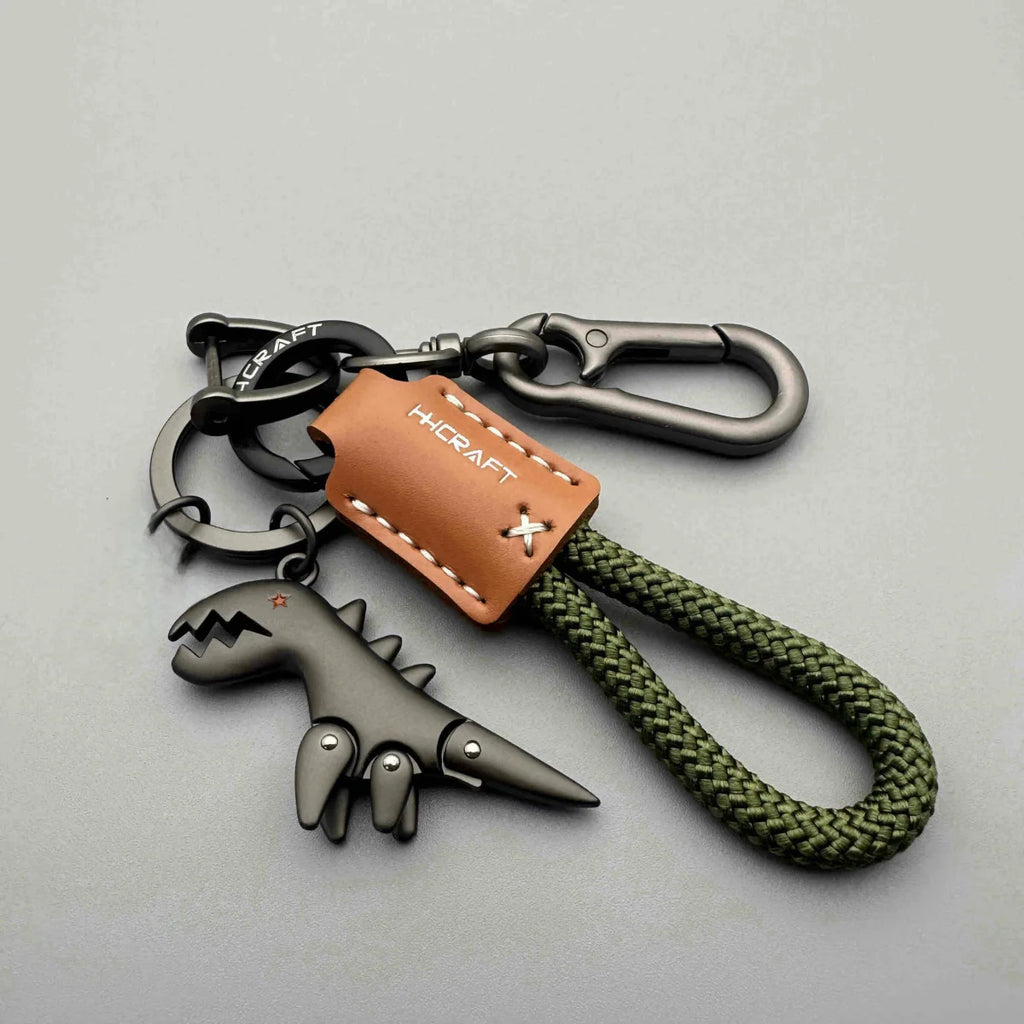 Leather Woven Rope Metal Keychain | Bag & Car Pendant Leather Keychain QXL Style 5