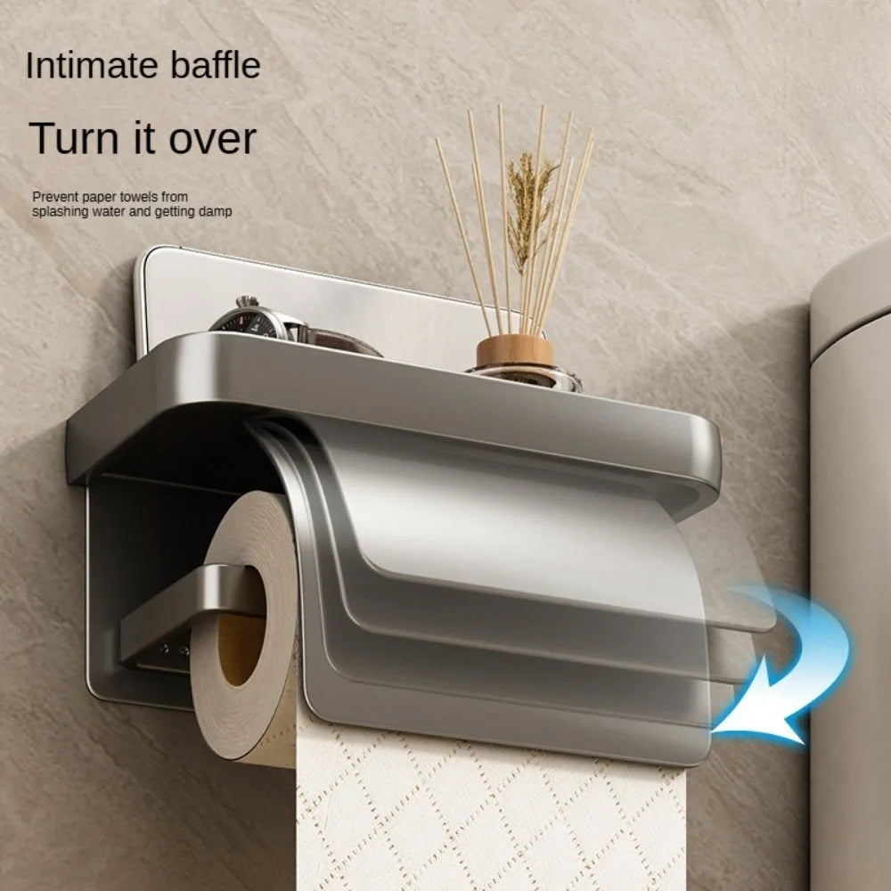 Self-Adhesive Toilet Paper Holder with Shelf | Wall Mount Toilet Paper Holder QXL