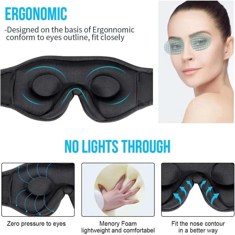 Bluetooth 5.0 Sleep Eye Mask Headphones | Soft Fleece Headband Bluetooth Sleep Headphones QXL