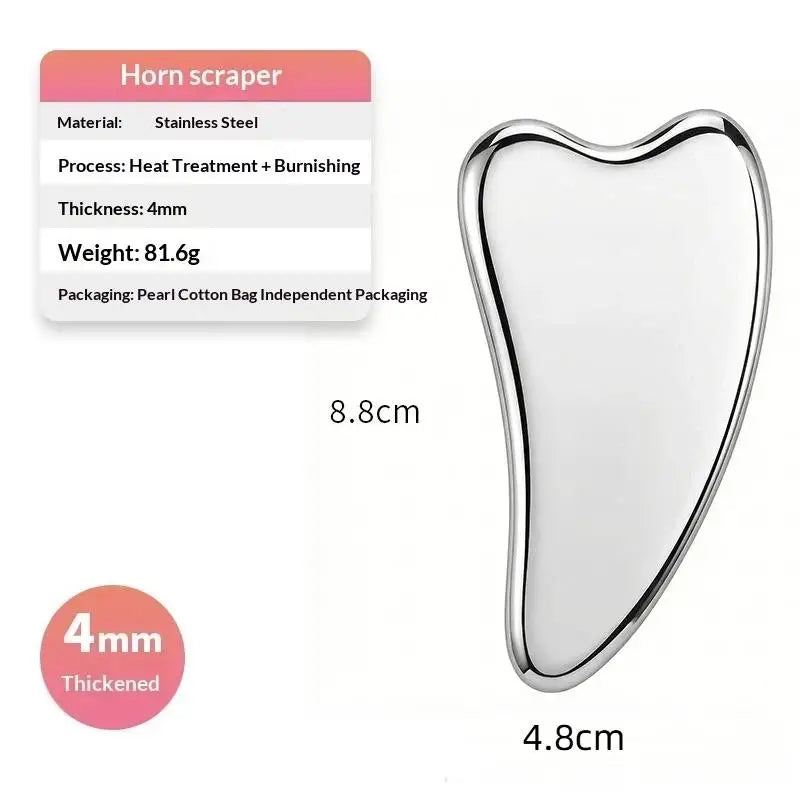 Heart-Shape Stainless Steel Gua Sha Scraper & Face Massager Gua Sha Scraper QXL C