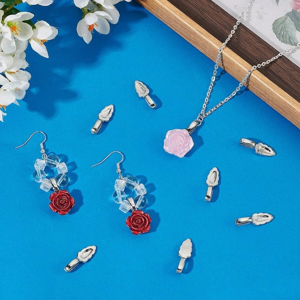 10-Pack Stainless Steel Glue-On Flat Pad Pendant Bails | DIY Jewelry Findings QXL