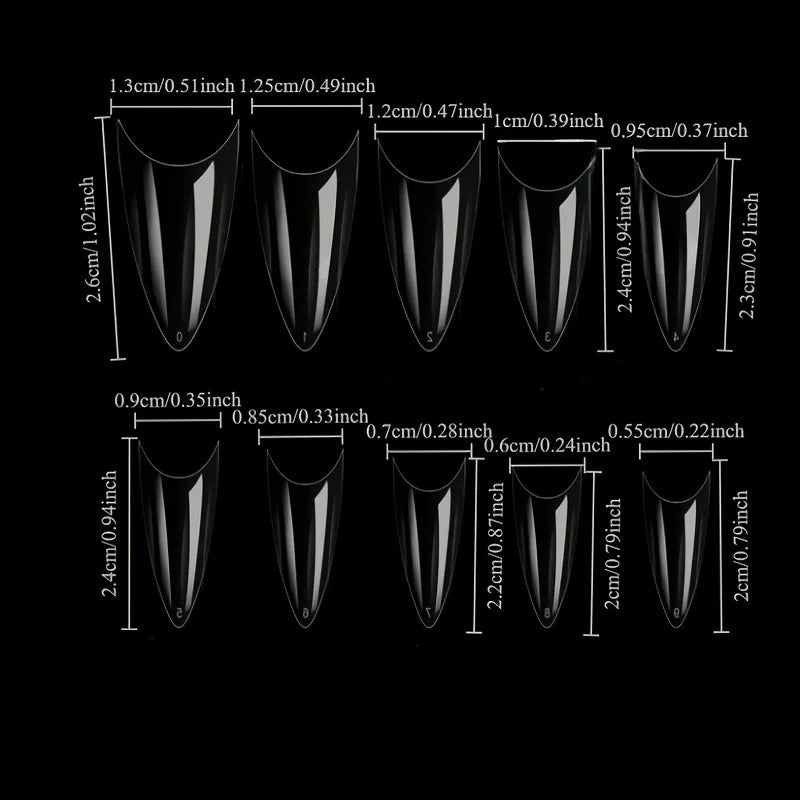 Water Drop French Pointed Clear False Nail Tips | ABS Set False Nail Tips QXL