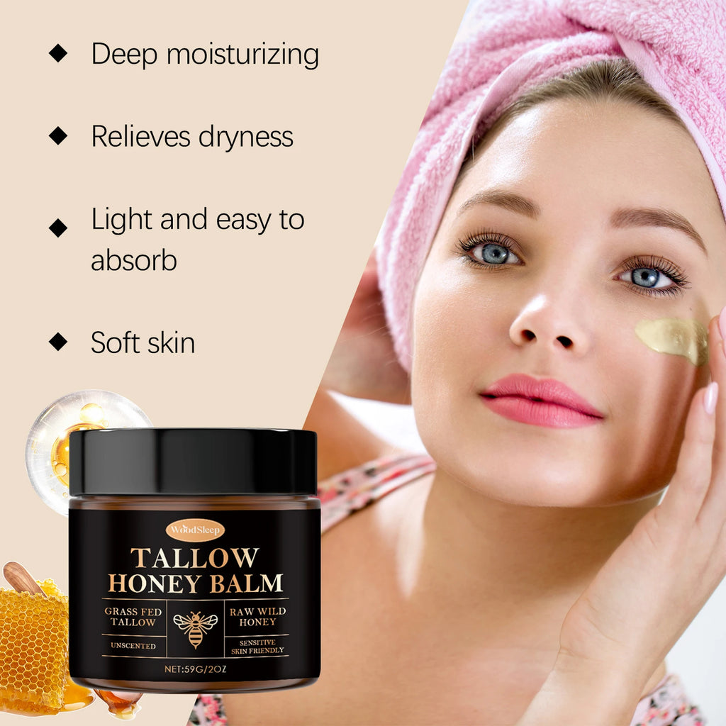 WOODSLEEP Tallow Honey Balm | Deep Moisturizing Face & Body Moisturizing Body Balm QXL