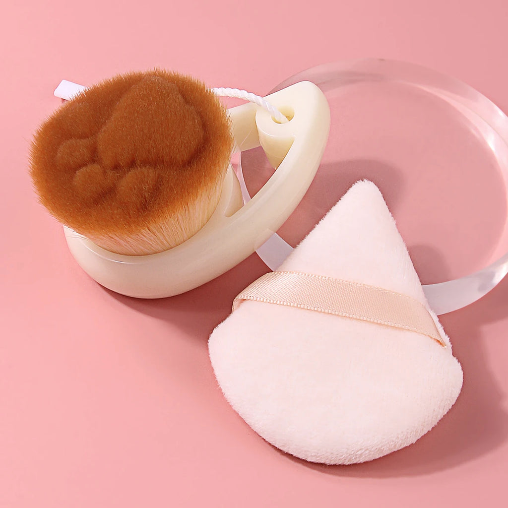 Cat Paw Facial Cleansing Brush & Powder Puff Set – Ivory Facial Cleansing Brush QXL