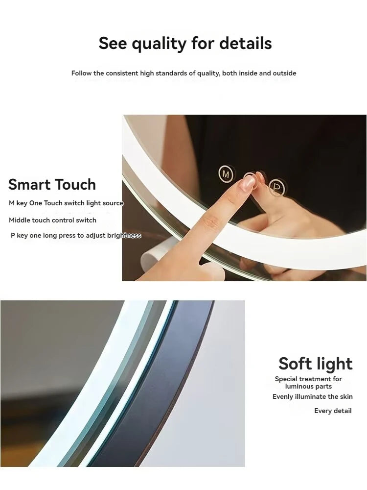 LED Circular Makeup Mirror | Desktop Vanity Mirror with Lights LED Vanity Mirror QXL