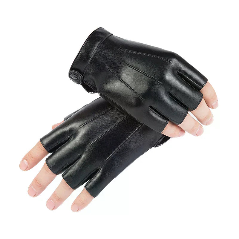 PU Leather Fingerless Tactical Gloves | Driving & Cycling Fingerless Leather Gloves QXL