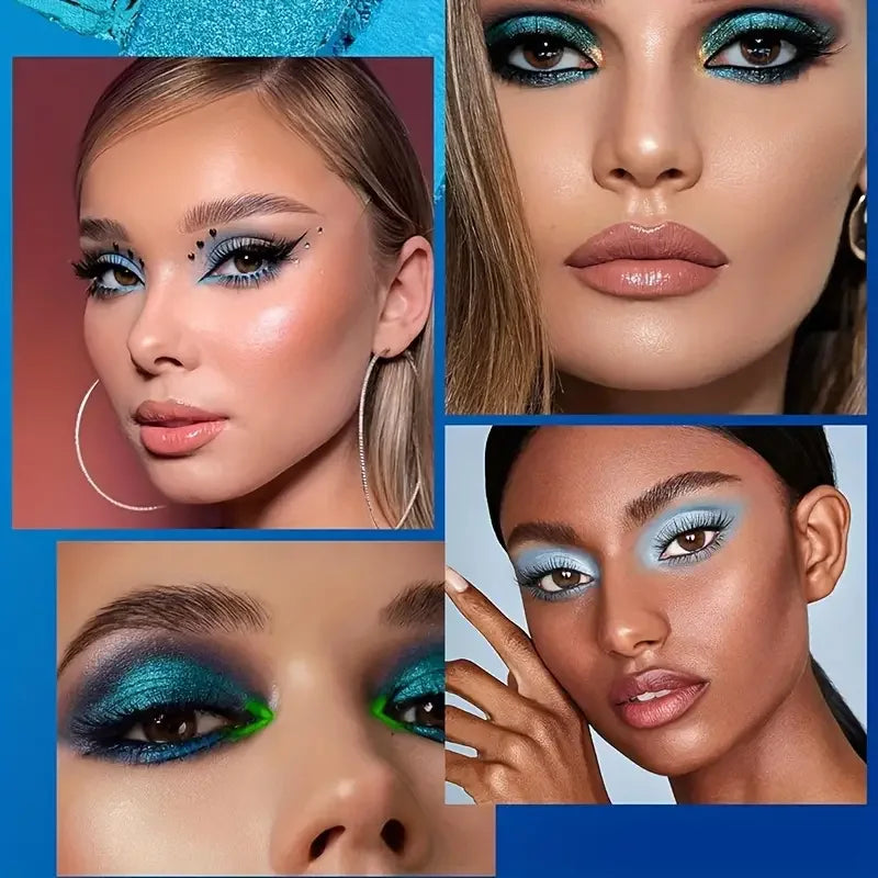 9-Shade Blue Eyeshadow Palette | Glitter, Shimmer & Matte Eyeshadow Palette QXL