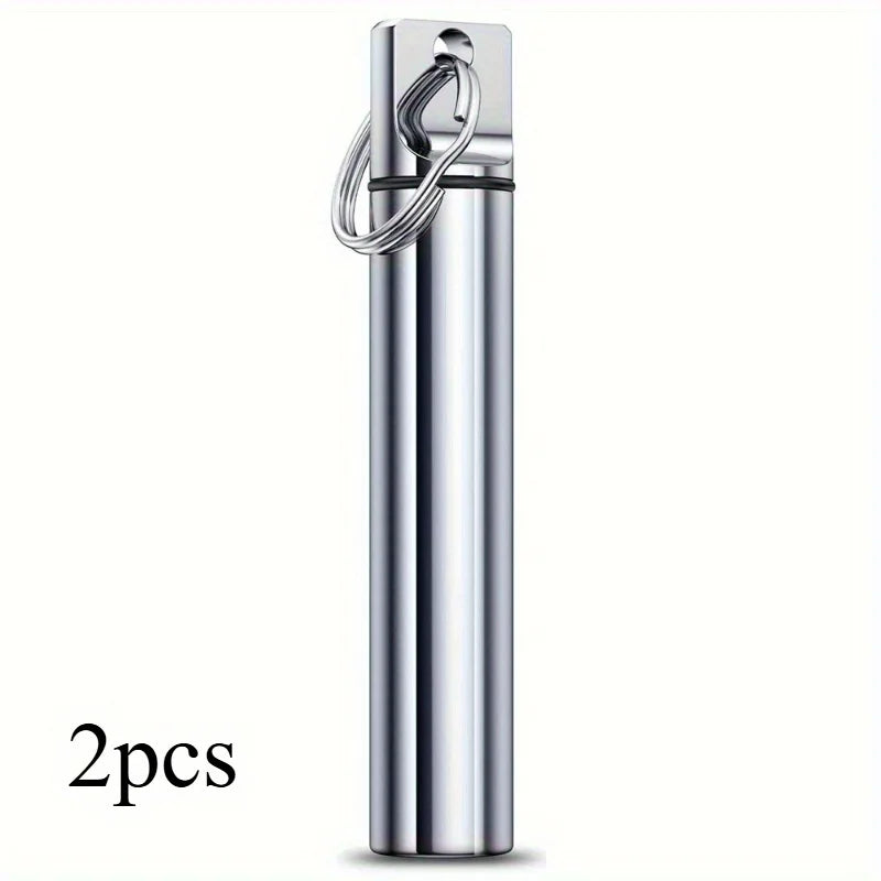 2-Pack Portable Toothpick Holder Case with Keychain Toothpick Holder Case QXL Silvery
