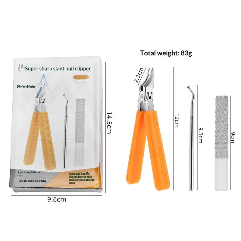 AACAR Wide-Jaw Anti-Splash Nail Clipper Kit | 3-Piece Set Nail Clipper Kit QXL Orange