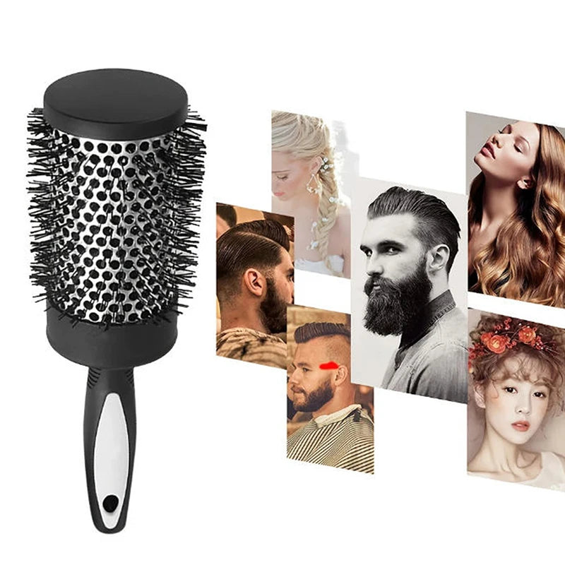Round Curling Roller Comb | Thermal Aluminum Barrel Hair Brush Round Barrel Hair Brush QXL