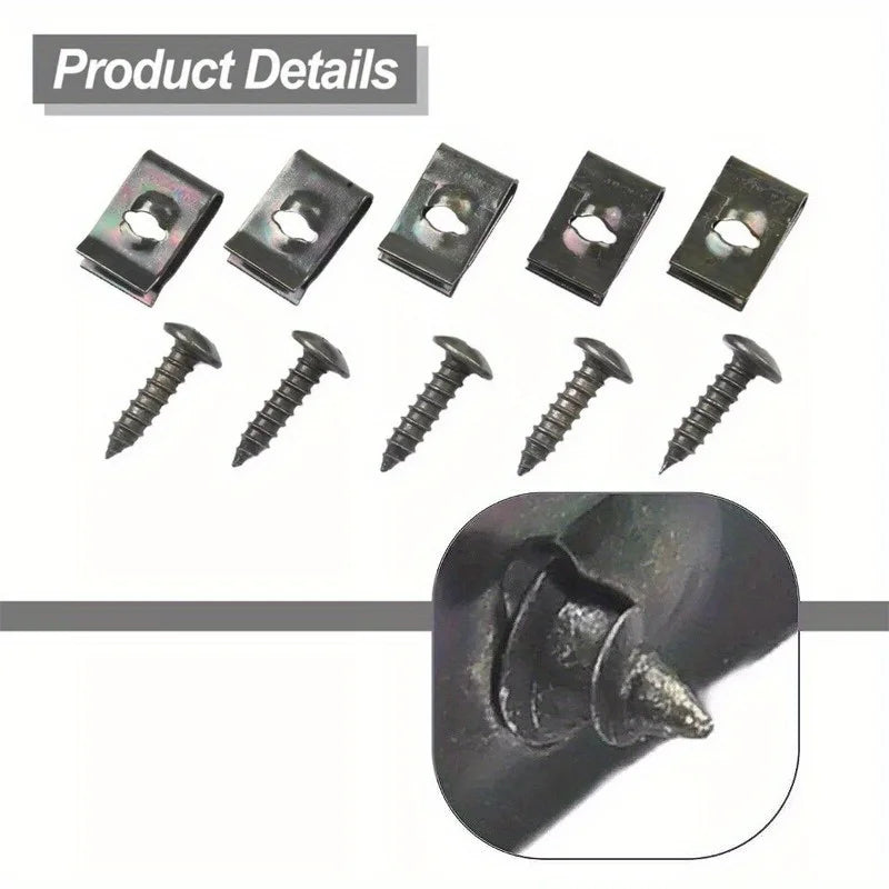 20-Pack Iron Car Fastener Clips | Fender, Bumper & Engine Auto Panel Clips QXL