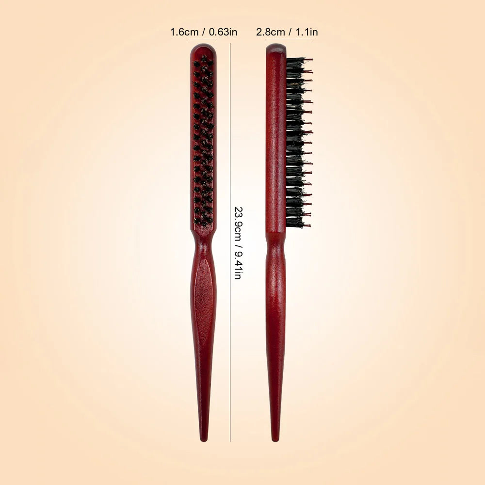 2-Piece Wooden Boar Bristle Hair Brush Set – All Hair Types Boar Bristle Hair Brush QXL