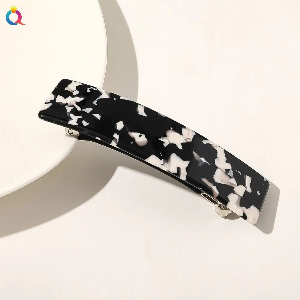 Large Acetate French Barrette Hair Clip | Square Gripper Hair Barrette Clip QXL 03