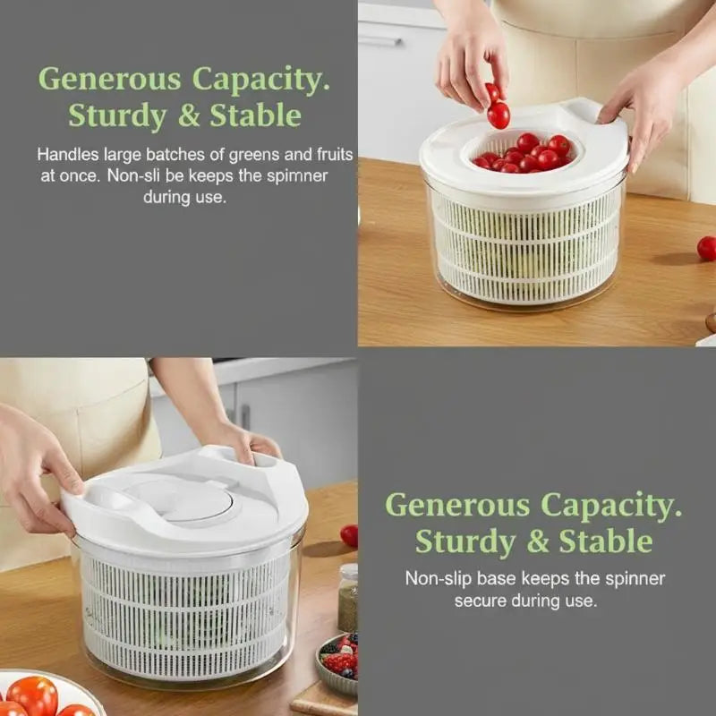 5L Manual Salad Spinner & Vegetable Dryer | Hand Crank Salad Spinner QXL