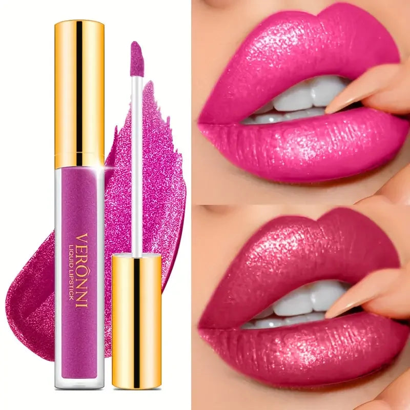 VERONNI Glitter Liquid Lipstick | 10 Shades Shimmer Lip Gloss Glitter Liquid Lipstick QXL
