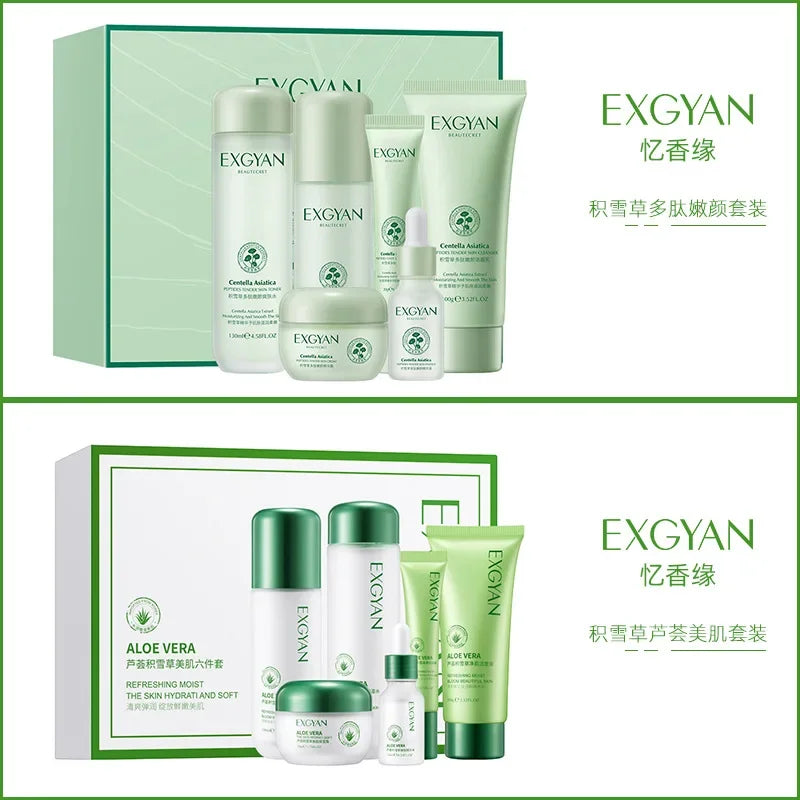 Centella Asiatica 6-Piece Skin Care Set | Aloe, Vitamin C & Peptides Skin Care Set QXL