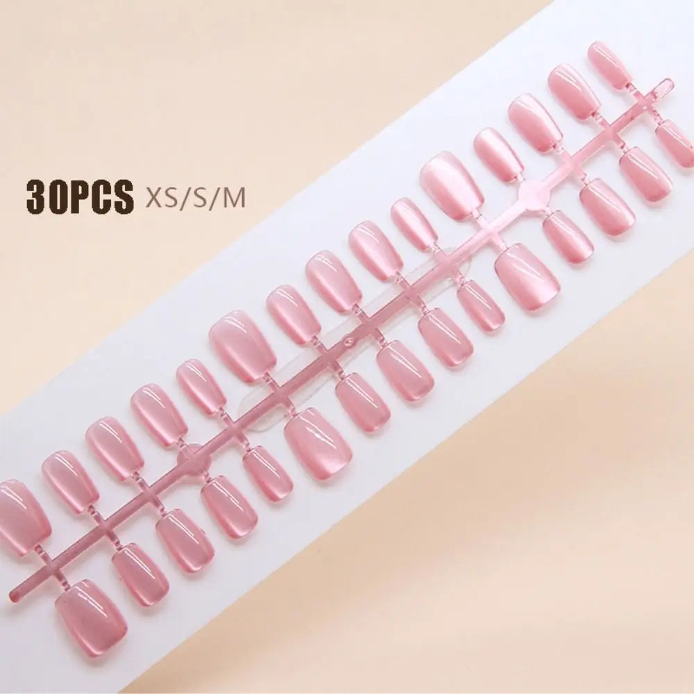 24-Pack Short Ballerina Press On Nails | French Cat Eye Tips Press On Nails QXL