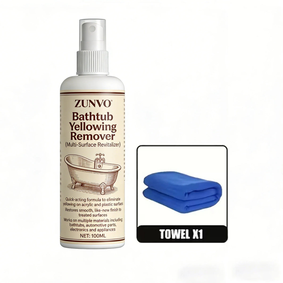 Bathtub Yellowing Remover Spray | Acrylic & Plastic Cleaner Bathroom Cleaning Spray QXL Default Title