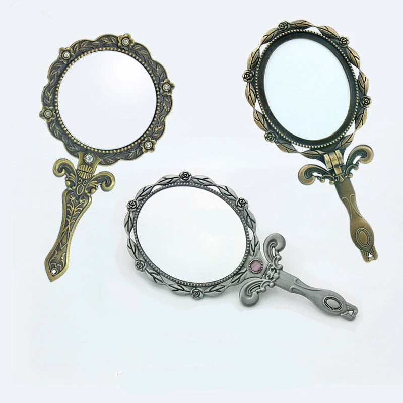 Vintage Metal Handheld Makeup Mirror | Folding Compact Handheld Makeup Mirror QXL