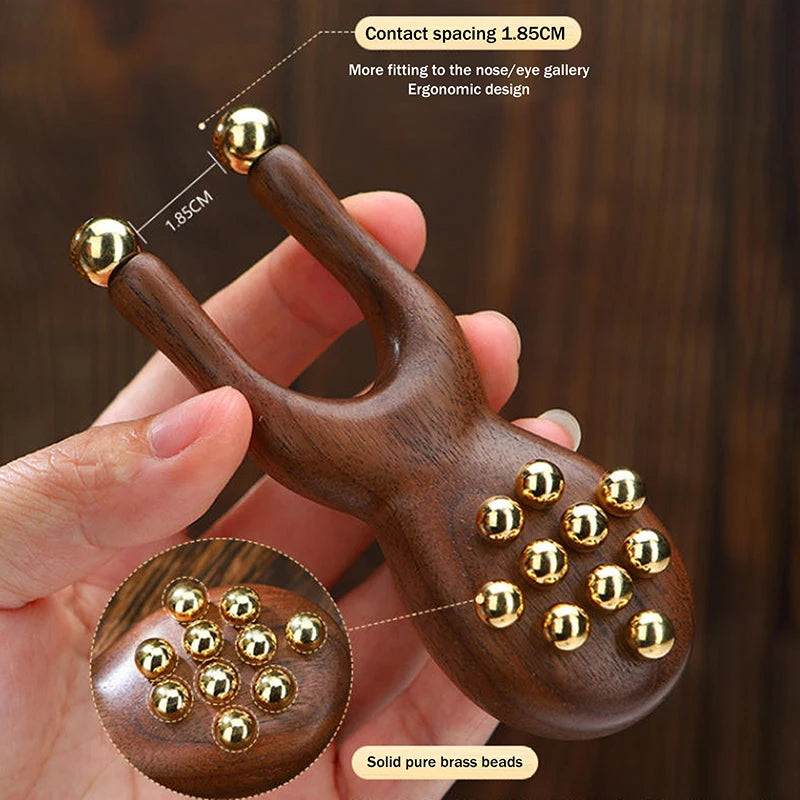 Wooden Nose Gua Sha Massager | Sandalwood & Brass Beads Gua Sha Massager QXL