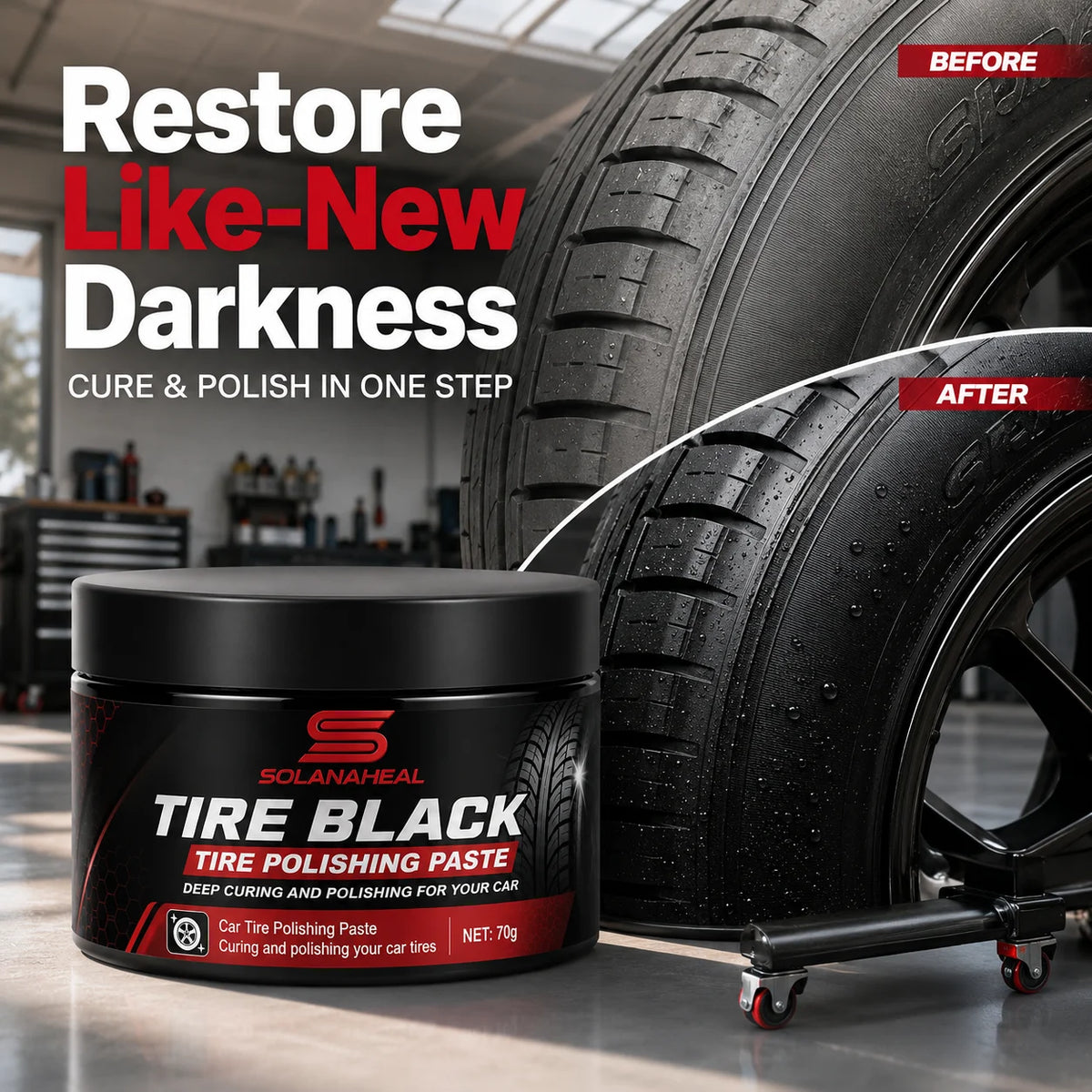 Tire Blackening Polishing Paste | UV Shield & Restore Tire Polishing Paste QXL