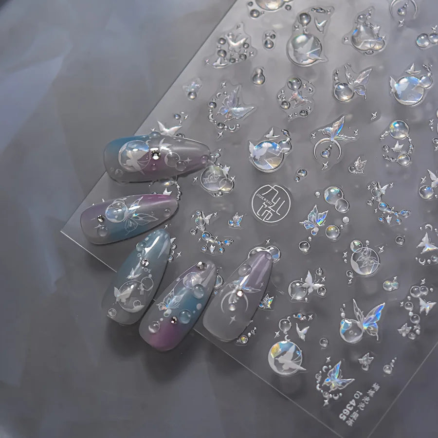 5D Jelly Nail Stickers – Butterfly, Star & Moon Decals Nail Art Stickers QXL