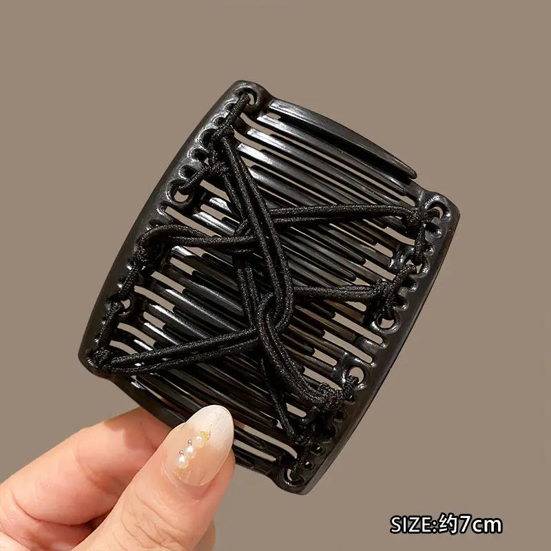 Vintage Magic Hair Comb Elastic Disc Clip for Women Hair Comb Clip QXL Black Small 7cm