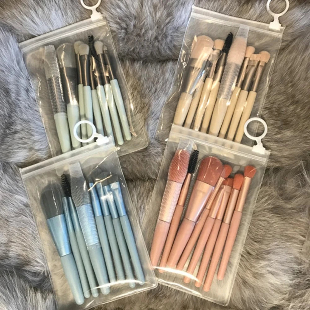 8-Piece Soft Fluffy Makeup Brush Set | Foundation & Blending Makeup Brush Set QXL