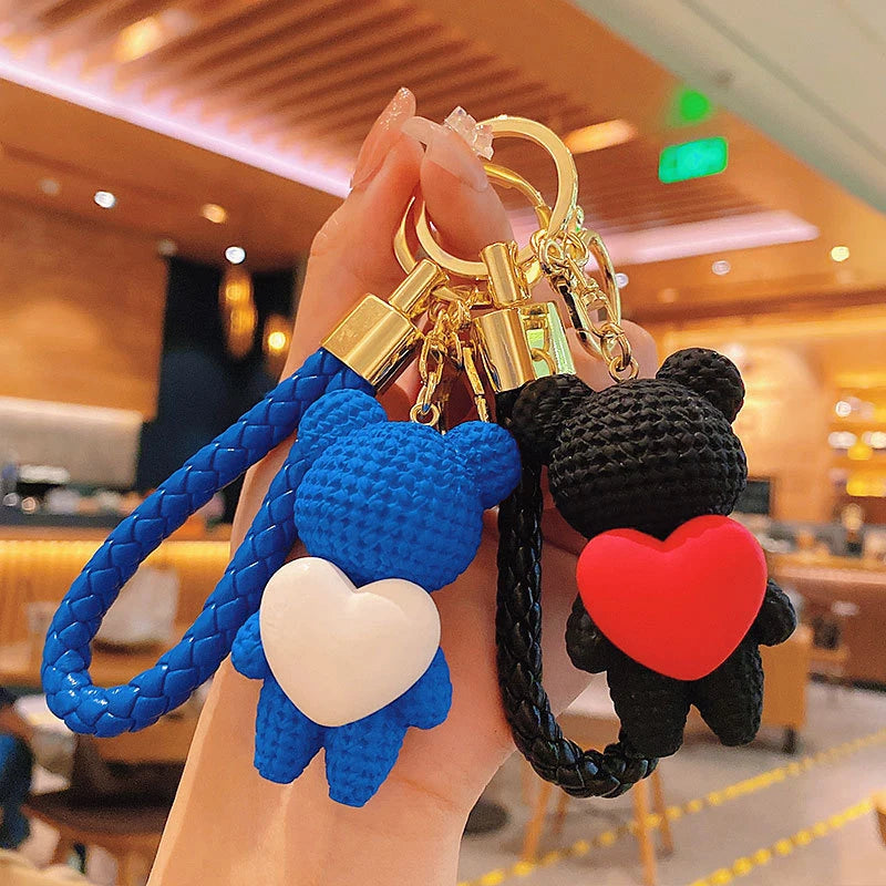 Cute Silicone Bear Couple Keychain | Cartoon Teddy Pendant Gift Novelty Keychain QXL