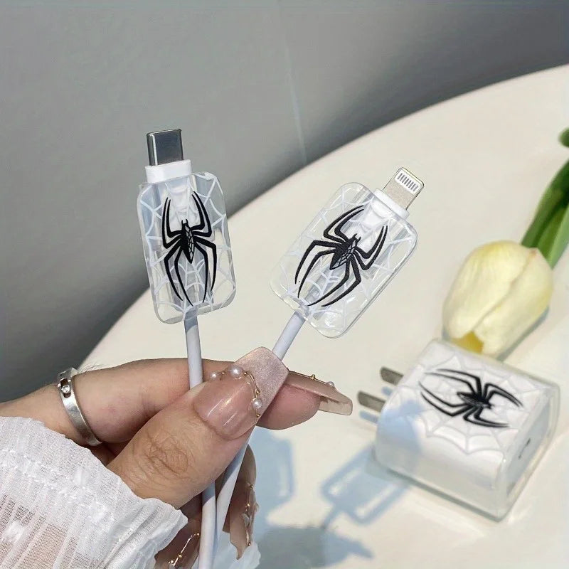 TPU Spider Charger & Cable Protector Set for iPhone 20W Cable Protector Set QXL