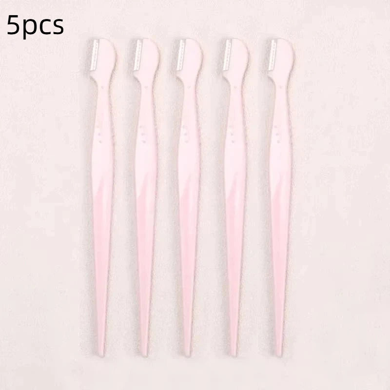 Precision Round Head Eyebrow Trimmers | Stainless Steel 2/3/5-Pack Eyebrow Trimmer QXL 5pcs Light pink