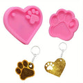 Dog Paw Heart Silicone Resin Molds + 10 Keyrings | DIY Tag Kit Silicone Resin Mold QXL 2pcs