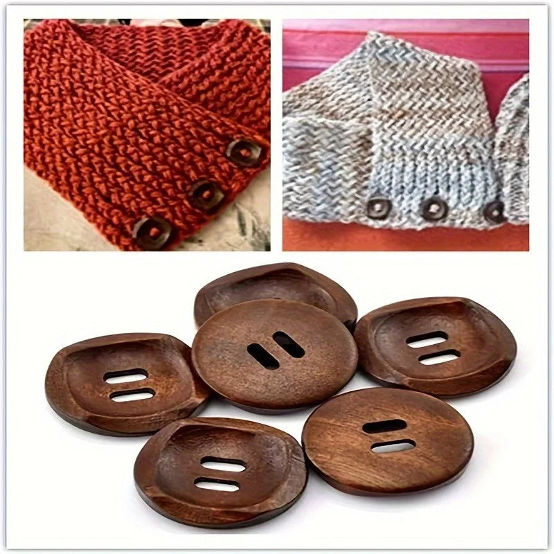 Round Brown Wood 2-Hole Buttons | Sewing, Knitting & Crafts Craft Sewing Buttons QXL