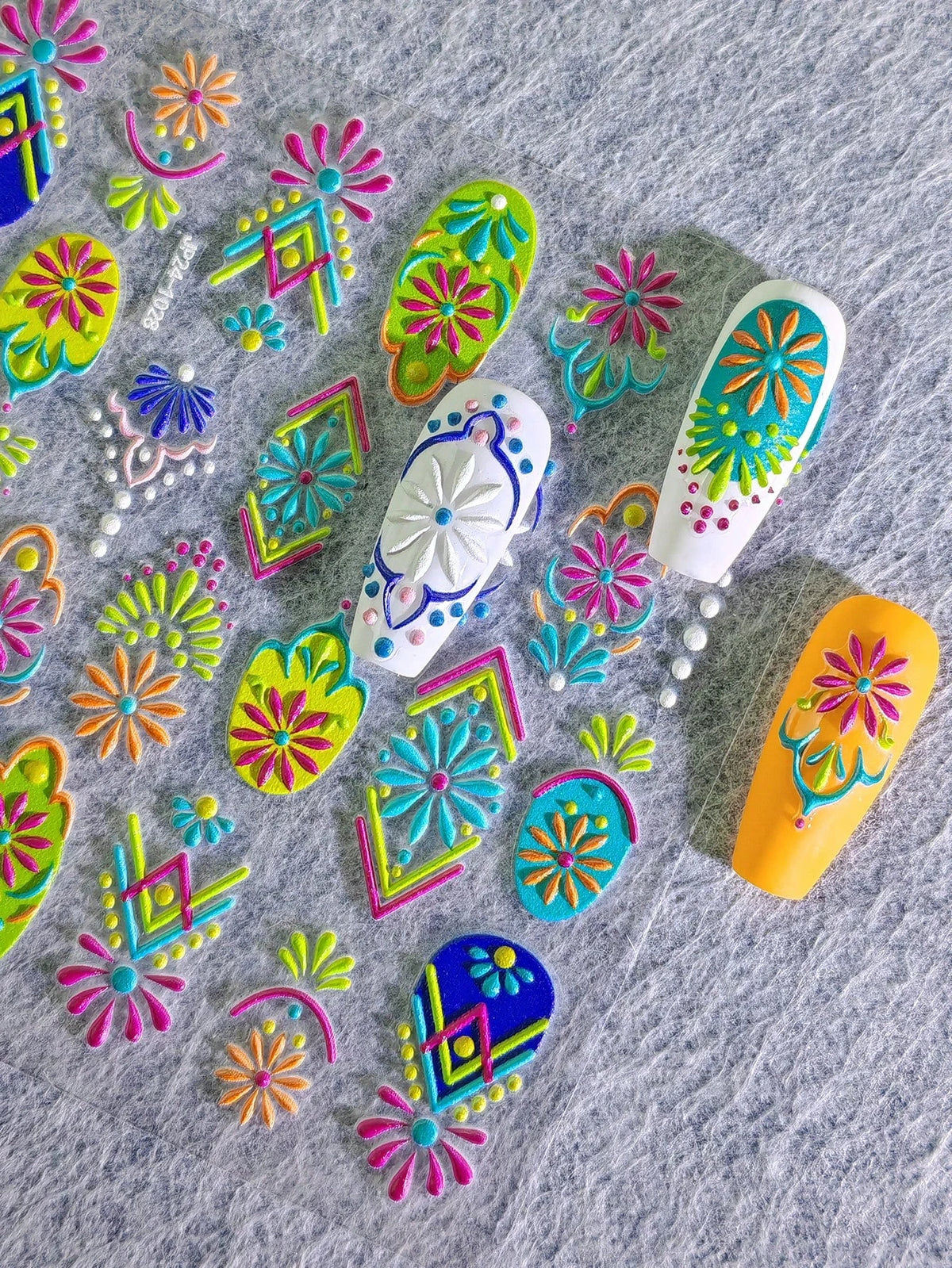 5D Bohemian Mandala Nail Stickers – Embossed Floral Decals Nail Art Stickers QXL