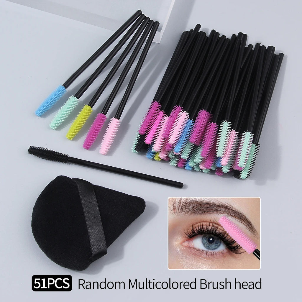 51-Pc Disposable Silicone Mascara Wands & Lash Brush Set Disposable Mascara Wands QXL