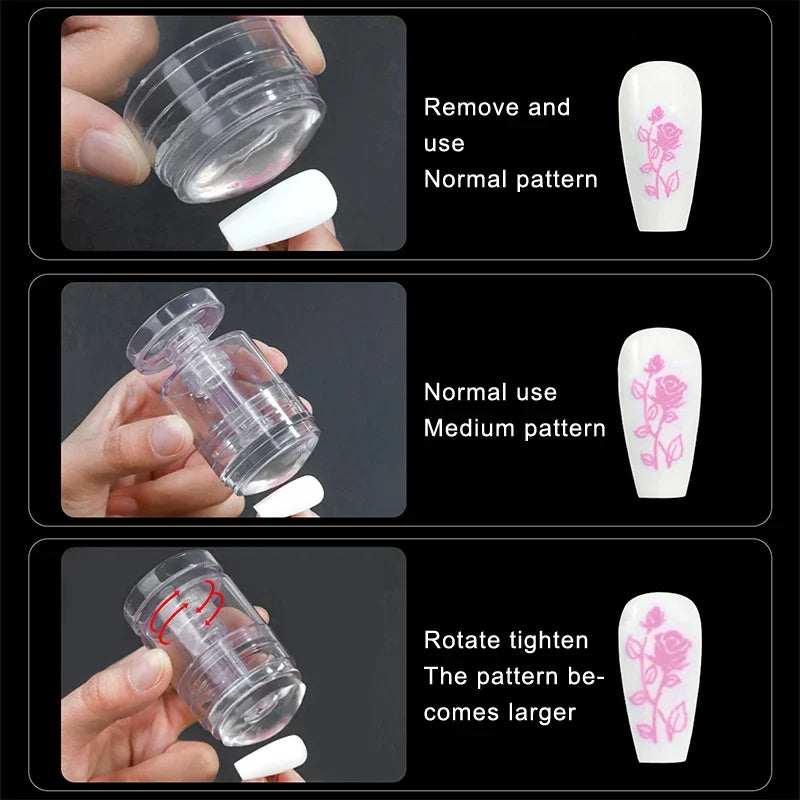 Rotatable Jelly Silicone Nail Stamper & Scraper Set Nail Art Stamper QXL