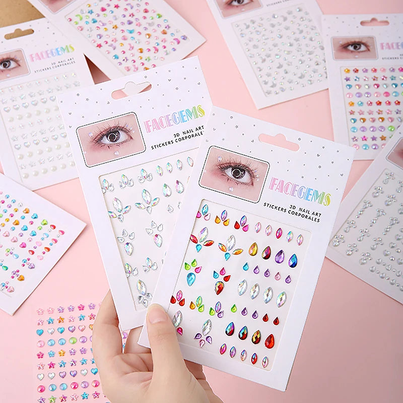Face & Body Crystal Gem Stickers | Festival Rhinestone Glam Face & Body Gem Stickers QXL