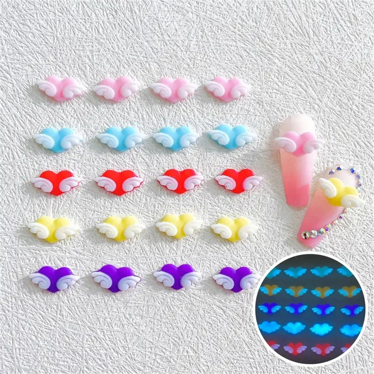 20-Pack Luminous Kawaii 3D Resin Nail Art Charms | DIY Manicure Nail Art Charms QXL 20pcs