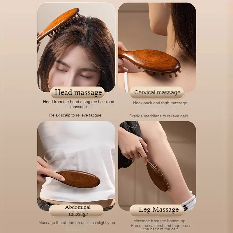 Natural Sandalwood Scalp Massager Comb | Gua Sha Tool Scalp Massage Comb QXL