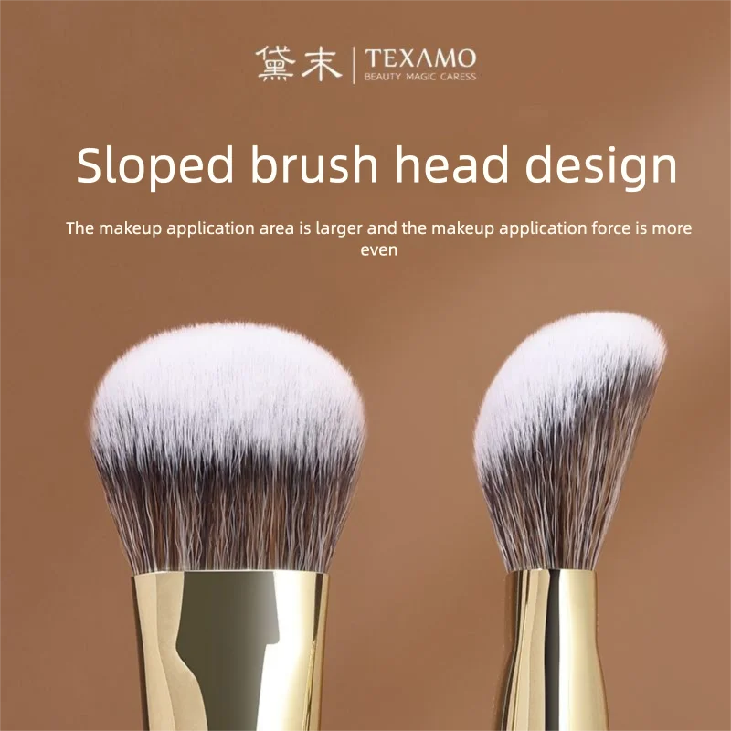 Texamo Slope Blush & Contour Brush | Powder Cream Dotting Contour Makeup Brush QXL