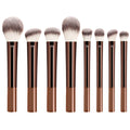 8-Pc Coffee Makeup Brush Set | Powder, Blush & Eyeshadow Kit Makeup Brush Set QXL Coffee 12pcs