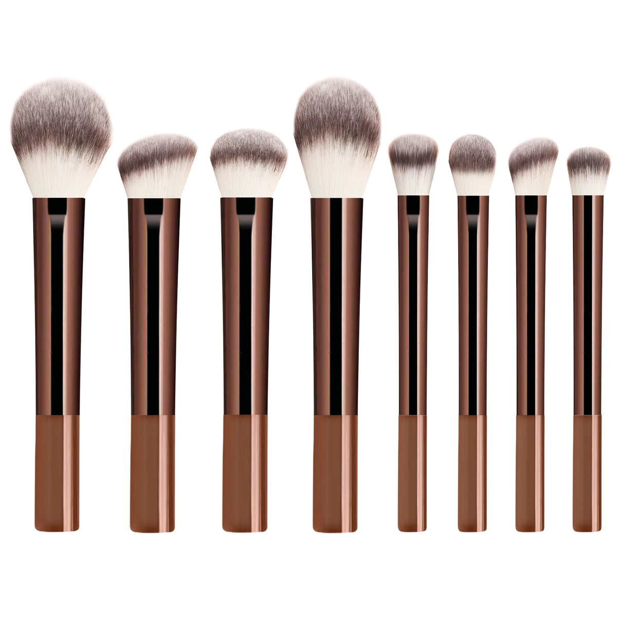 8-Pc Coffee Makeup Brush Set | Powder, Blush & Eyeshadow Kit Makeup Brush Set QXL Coffee 12pcs