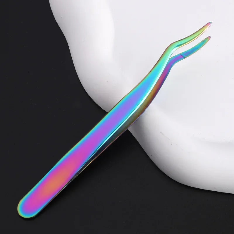 Stainless Steel False Eyelash Tweezers | Precision Lash Tool Eyelash Tweezers QXL Rainbow