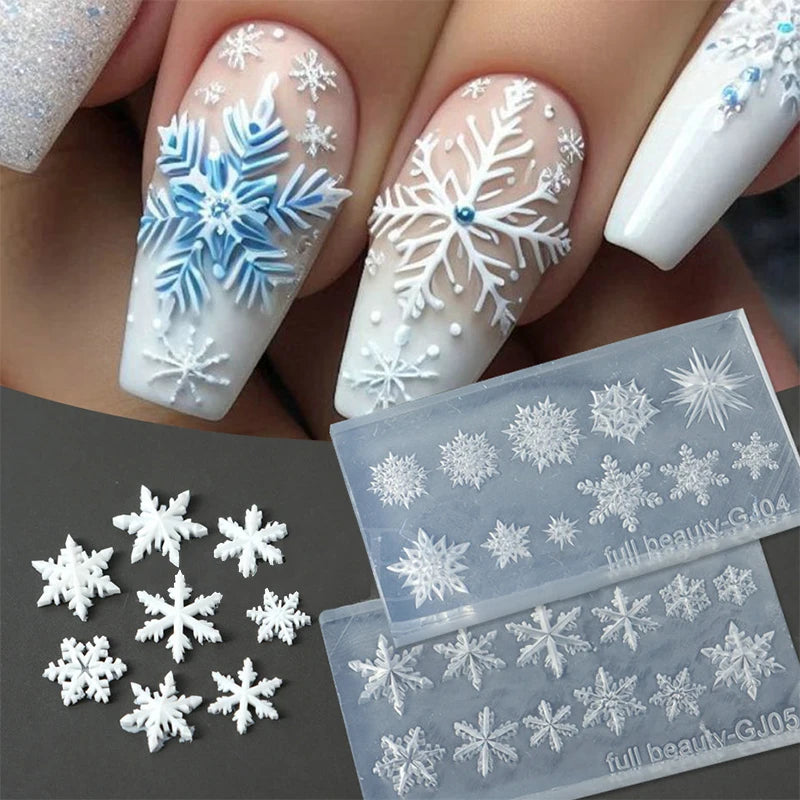 3D Snowflake Silicone Nail Art Mold | Christmas Stamping Nail Art Mold QXL