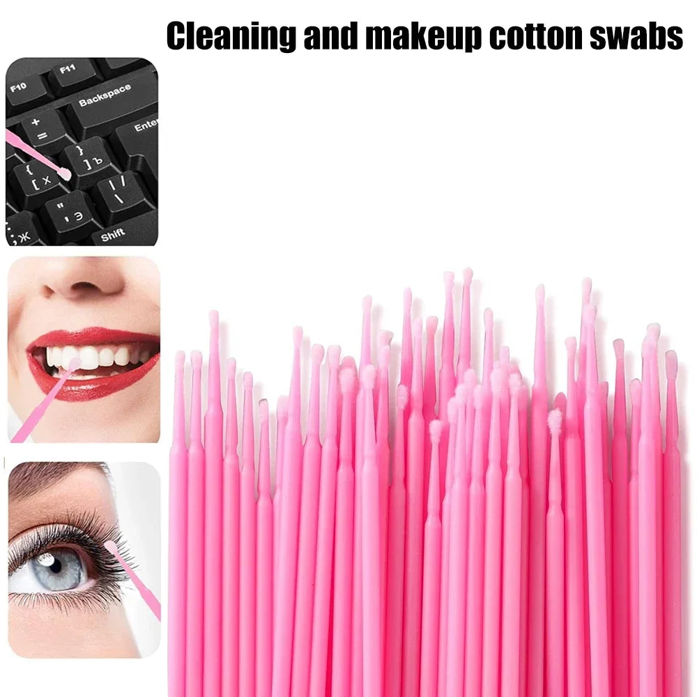 500/1000-Pack Crystal Micro Brushes for Eyelash & Makeup Use Disposable Micro Brushes QXL