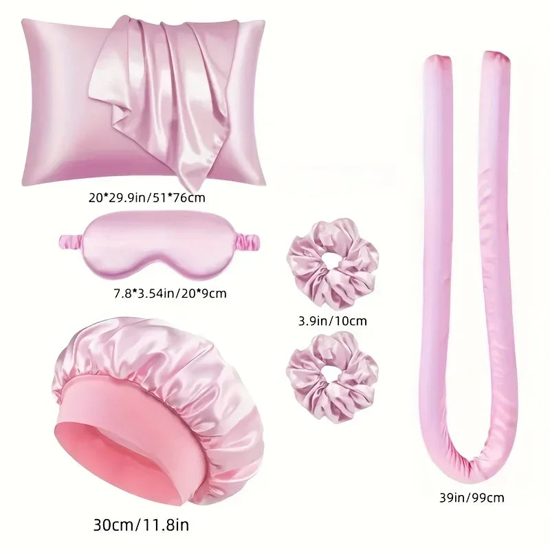 Heatless Silk Curler Kit with Sleep Mask & Shower Cap Heatless Hair Curler Kit QXL