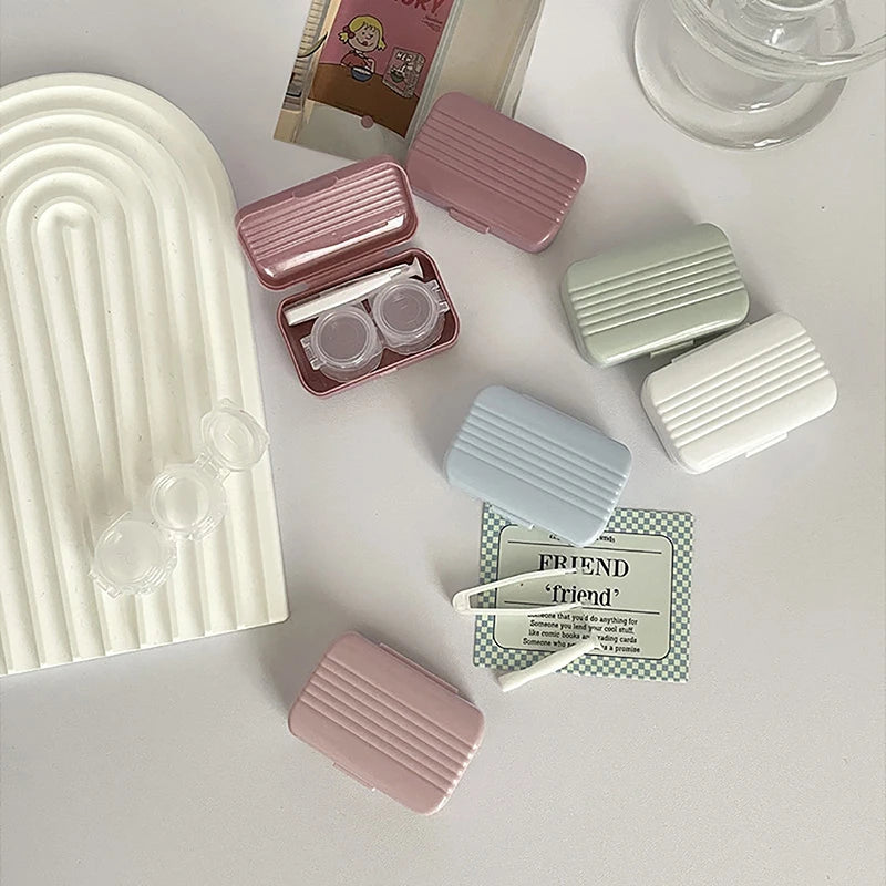 Candy Color Portable Contact Lens Case Kit with Tweezers Contact Lens Case QXL