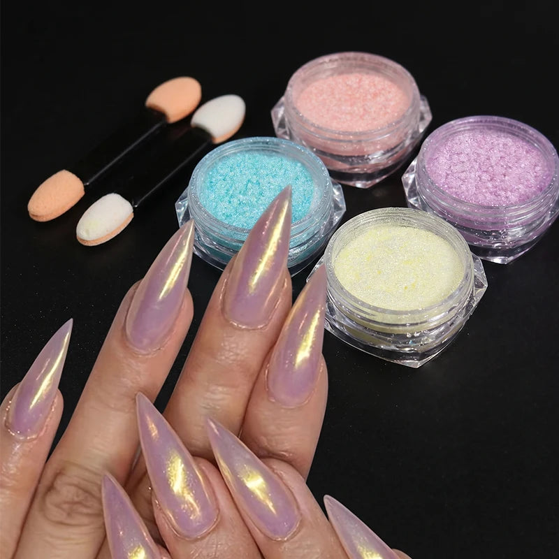 4-Pack Aurora Fairy Nail Glitter Powder | High Gloss Shimmer Nail Glitter Powder QXL