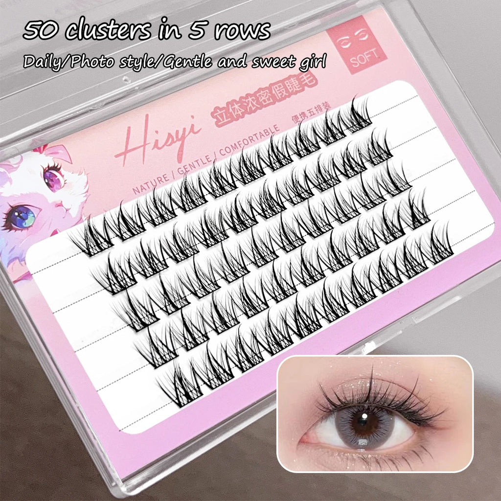 3D Segmented False Eyelashes – Natural DIY Individual Clusters False Eyelashes QXL 3903-five rows