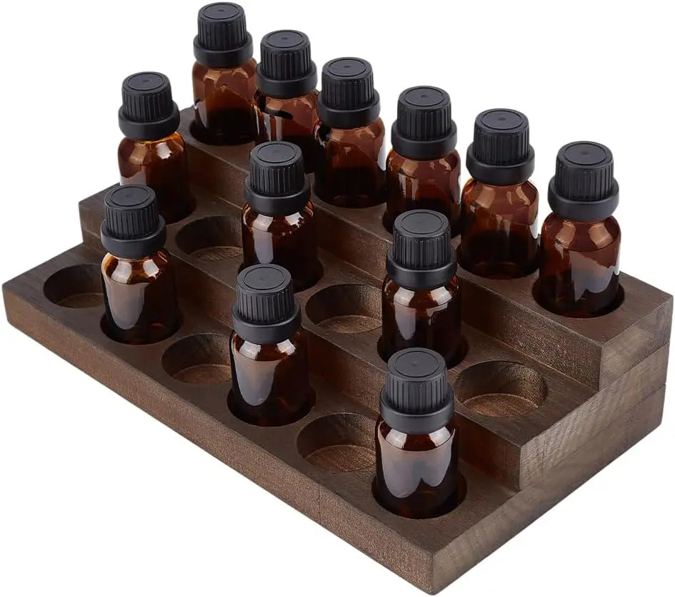 3-Tier 18-Slot Wooden Essential Oil Display Stand Organizer Essential Oil Organizer QXL AECH04-16482